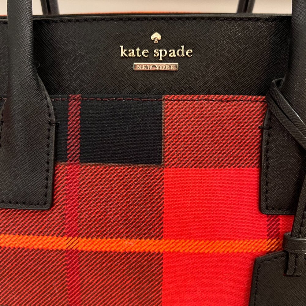NWOT RARE ♠️ Kate Spade ♠️ Cameron Street Candace Satchel Purse -Red/Black Plaid - Picture 5 of 10